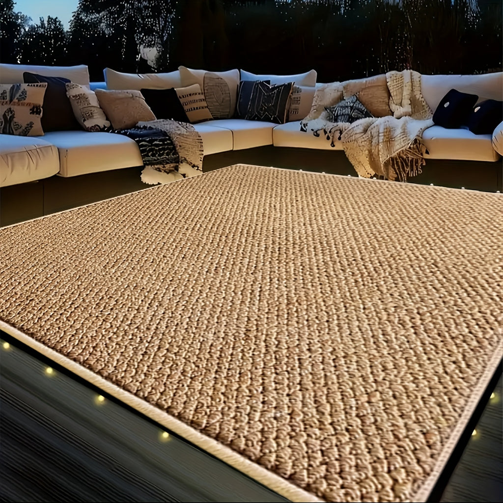 1pc Outdoor Mat - Thickened Synthetic Grass & Coconut Fiber Floor Mat, Durable Machine-Washable 100% Polyester for Patio, Garden, Poolside, Balcony - Summer Floor Mat with Natural Aesthetic, Patio Mat, Poolside Accessory, Cozy Ambiance Decor