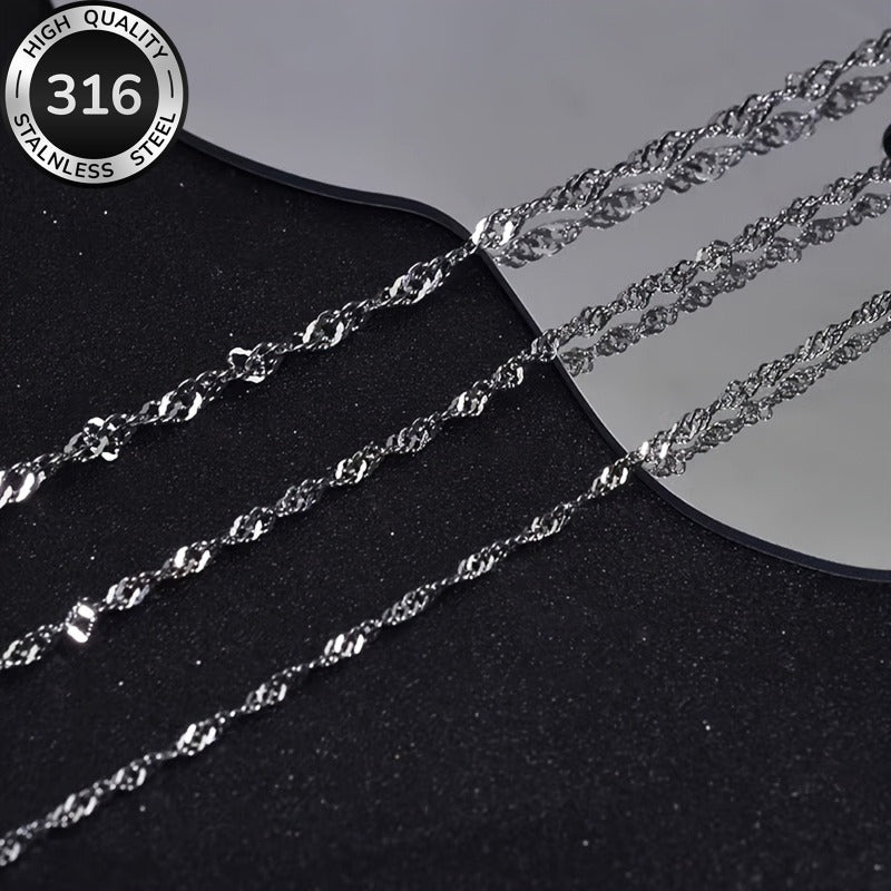 Women's & Unisex Stainless Steel Wave Necklace - Elegant Double/Multi-Layer Chain Jewelry Suitable for Weddings, Parties, Daily Wear - Durable Year-Round Luxury Gift for Christmas, Special Occasions - Wedding Accessory &