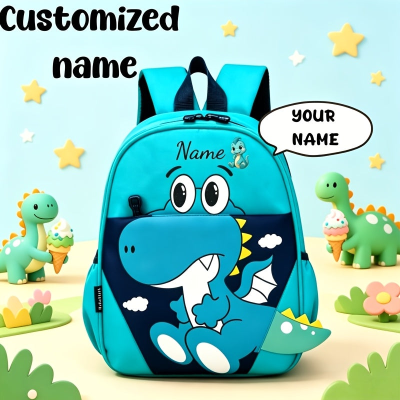 1pc Back-To-School Personalized Casual Backpack, Customizable with Name, Text, Or Blessing, Featuring Cute Cartoon Dinosaur Print, Lightweight, Multifunctional, And Easy to Carry. Durable Fabric, Multiple Colors Available