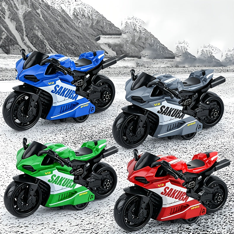 1pc Cool alloy pull-back motorcycle toy, simulation motorcycle racing model, powerful pull-back car, thick wheel anti-fall wear-resistant alloy motorcycle model