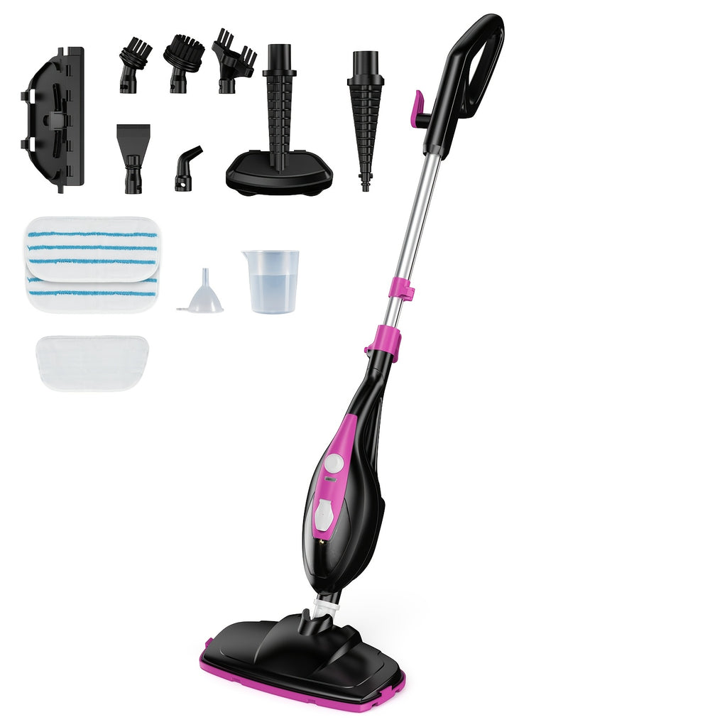 10in1 Steam Mop, 1550W Detachable Handheld Floor Cleaner with 16ft Power Cord 2 Washable Pads for Hardwood Tile Carpet and More