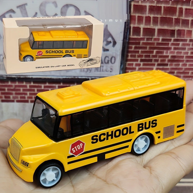 [Halloween Christmas Gift] 1pc, Metal School Bus Alloy Car Model, Alloy Pull Back Bus Toy Car, Car Decoration Boy Toy, As Halloween Gift, Hallowmas and Christmas Gift