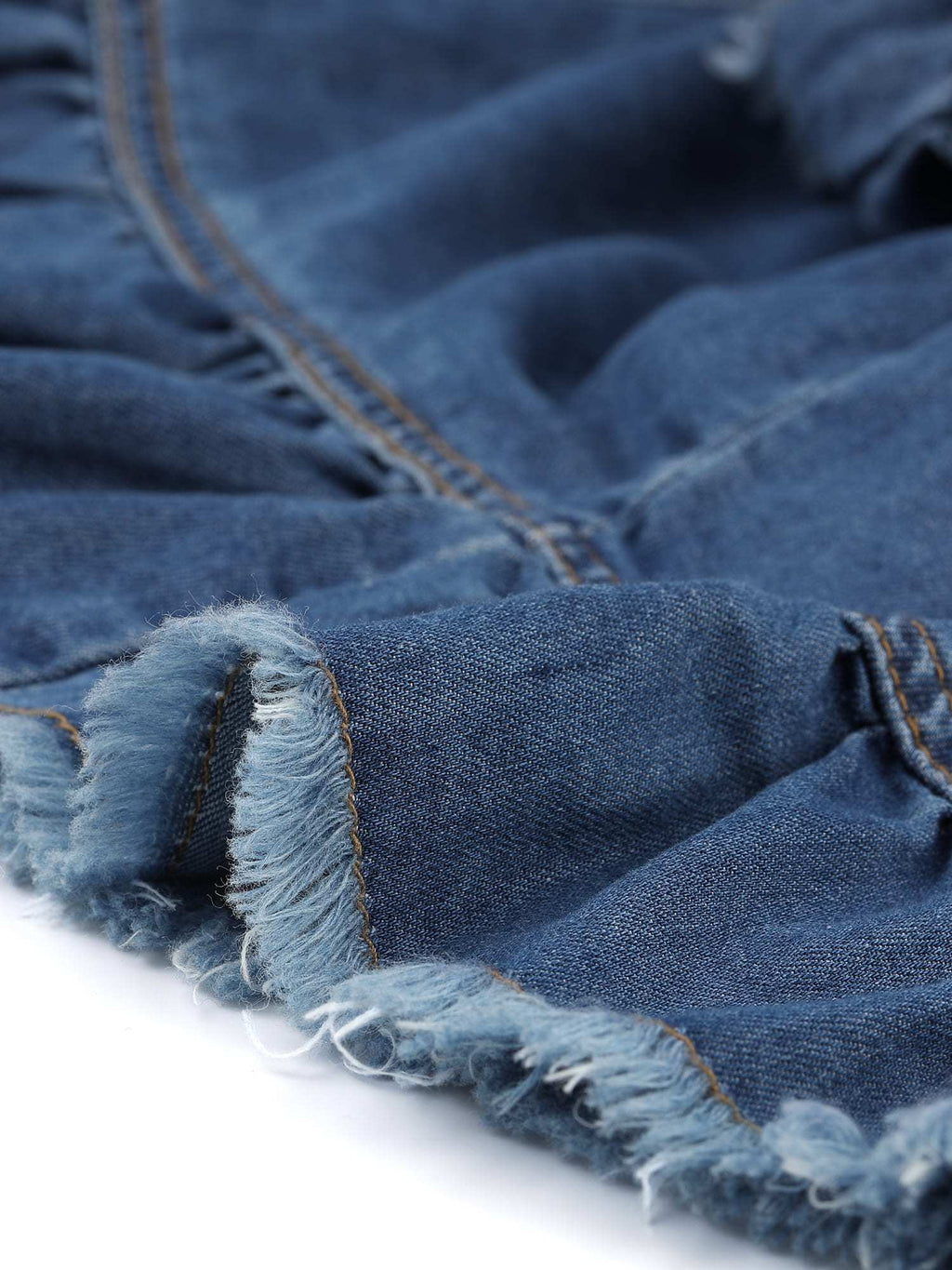 Women's Lightweight Denim Jacket Cropped Button-Front Peplum Hem Ruffled Sleeve Jean Coat - Washed Collar, Short Sleeve Casual Blazer for Spring Summer Layering ( Jeans/ Dresses) - Machine Washable