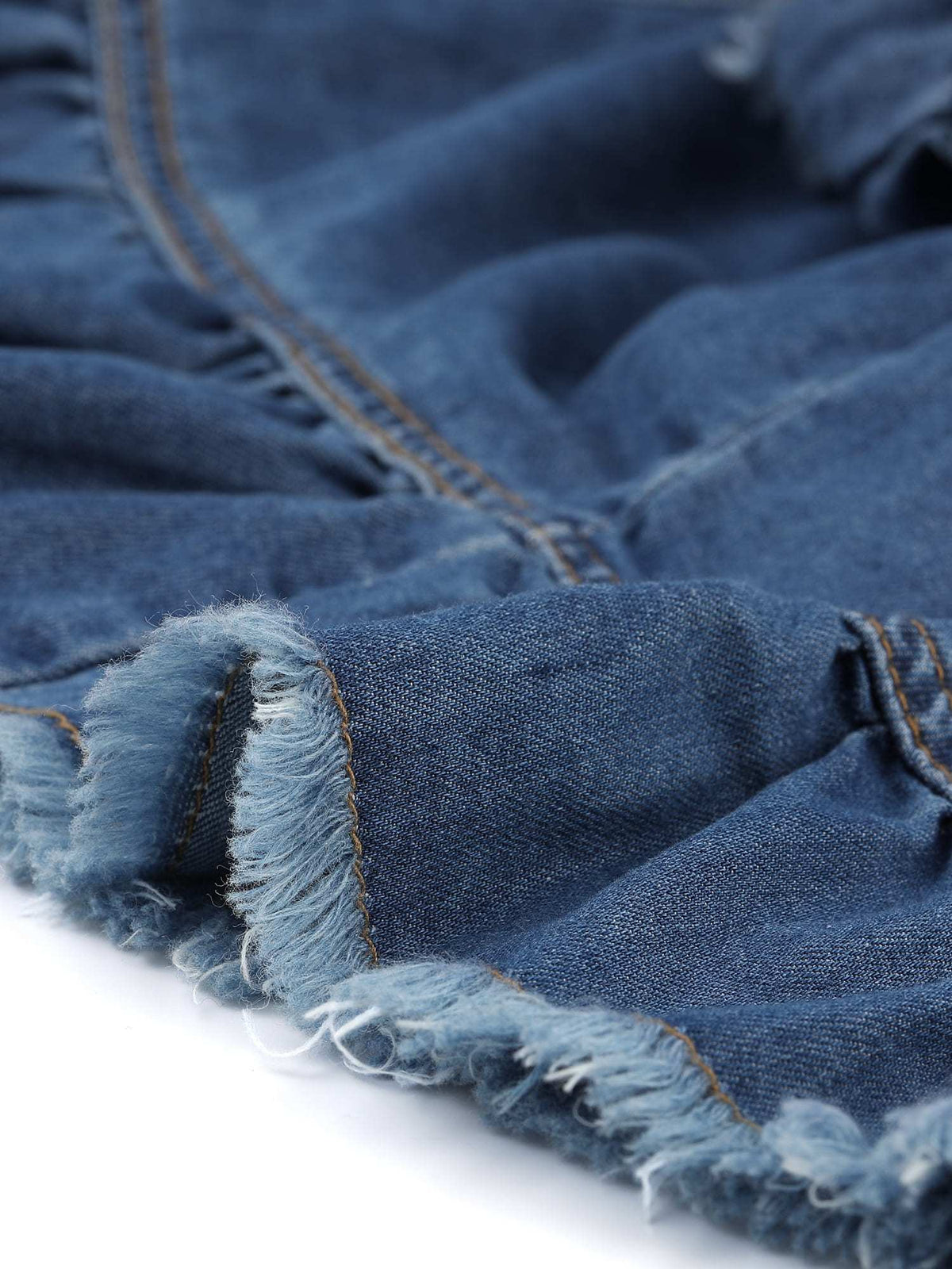 Women's Lightweight Denim Jacket Cropped Button-Front Peplum Hem Ruffled Sleeve Jean Coat - Washed Collar, Short Sleeve Casual Blazer for Spring Summer Layering ( Jeans/ Dresses) - Machine Washable