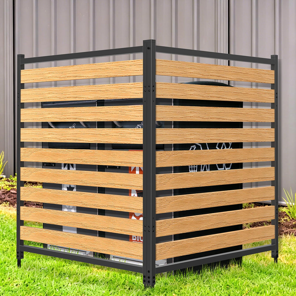 Metal Air Conditioner Fence 2 Panels - 40.27' W x 54.6' H Outdoor Privacy Screen, No Dig Wooden Privacy Screen for AC Unit, Trash Can, Pool Equipment, Yard Garden