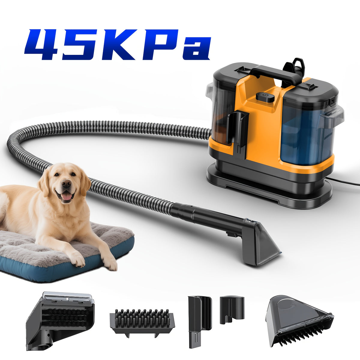 Portable Carpet Cleaner & Upholstery Cleaner Machine - 45Kpa Carpet Cleaner Machine, Self-Cleaning, Deep Cleaner for Pet Stains, Cars, Couch, Rug, Furniture with Dual Brush, Large Tank