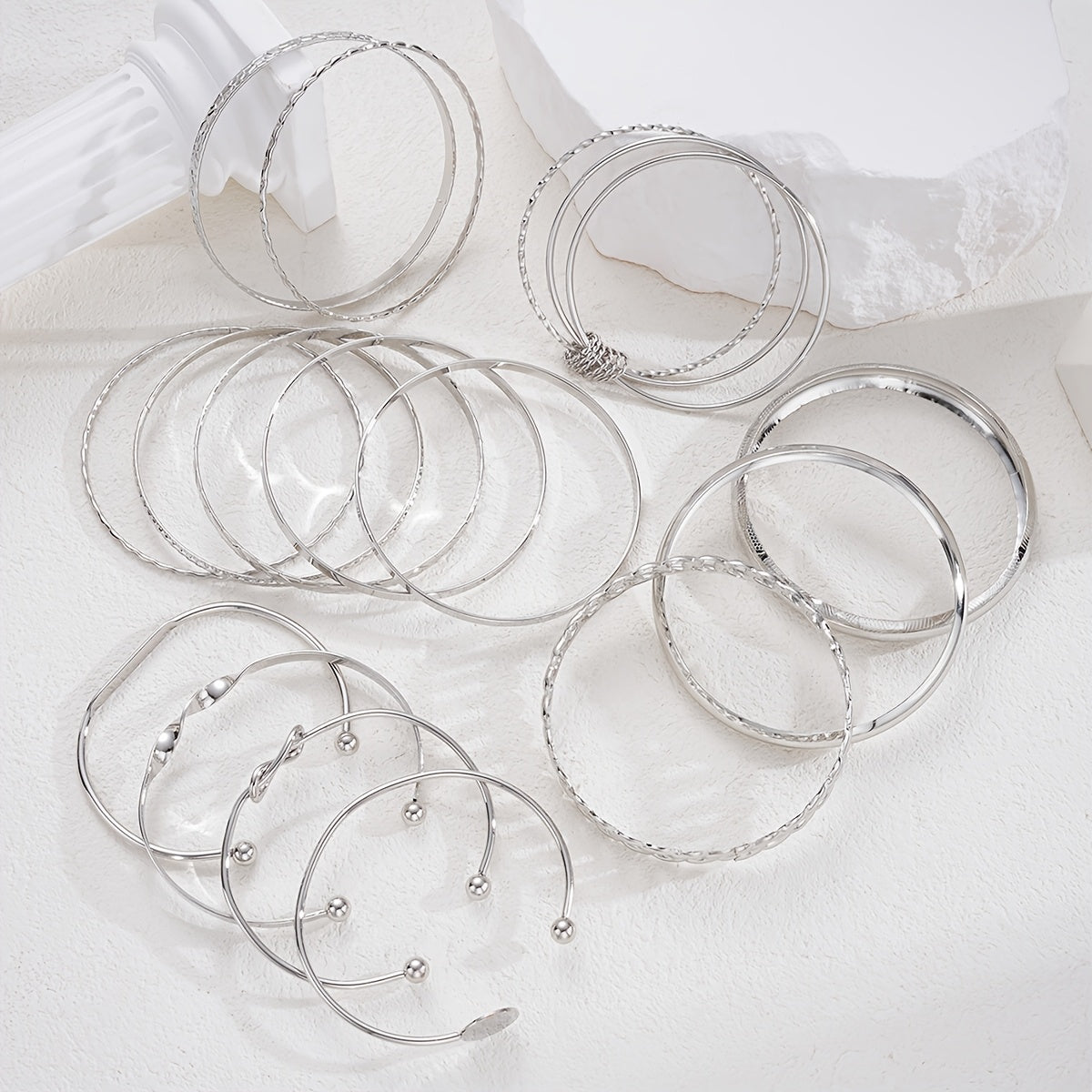 15pcs Women's Fashion Bracelet Set - Stylish, Minimalist, Elegant, Luxurious, High-Quality Multi-Layer Wide Hollow Chain Knotted Round Twisted Bracelets. Perfect for Daily Wear, Vacations, Dates, Parties, Gifts, Weddings, Holidays, Banquets
