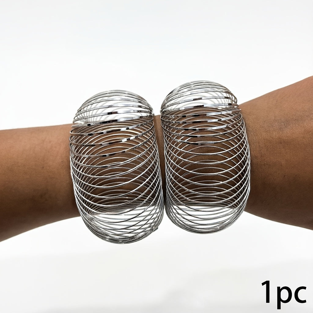 1 Exaggerated Light Luxury Style Multi-layer Metal Wire Hollow Woven Bracelet Suitable for Summer Beach Vacation Parties, Gift Accessories, Perfect Gifts for Friends