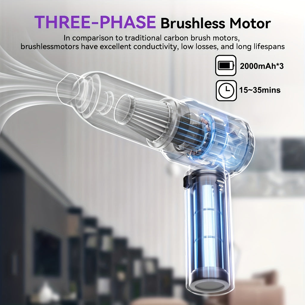 100W High-Power Household Handheld Vacuum Cleaner, 20000Pa Strong Suction Car Vacuum Cleaner, 2000mAh*3 Wireless Mini Vacuum Cleaner, 4-in-1 Rechargeable Portable Lightweight Battery Vacuum Cleaner, Christmas Gift