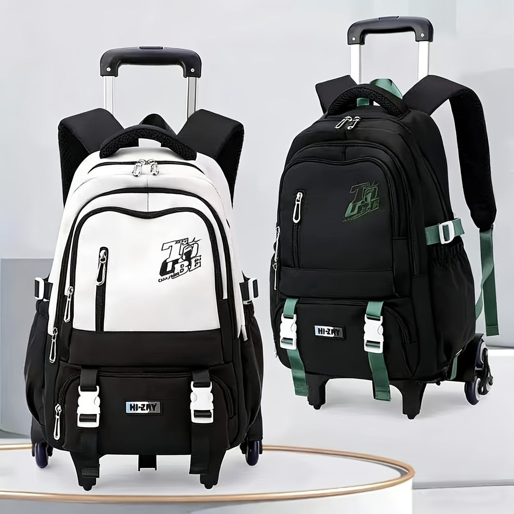 One-piece PackFashionable Splicing Casual Youth College Backpack, 25L (height of About 47cm) Large-capacity Student Daily Backpack, Distribution Trolley Pulley, More Labor-saving Travel