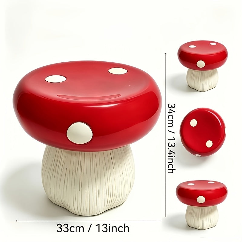 1pc Durable Resin Round Mushroom Garden Stool - Waterproof Outdoor Decorative Seat for Patio, Lawn, Balcony - Creative Multifunctional Garden Furniture