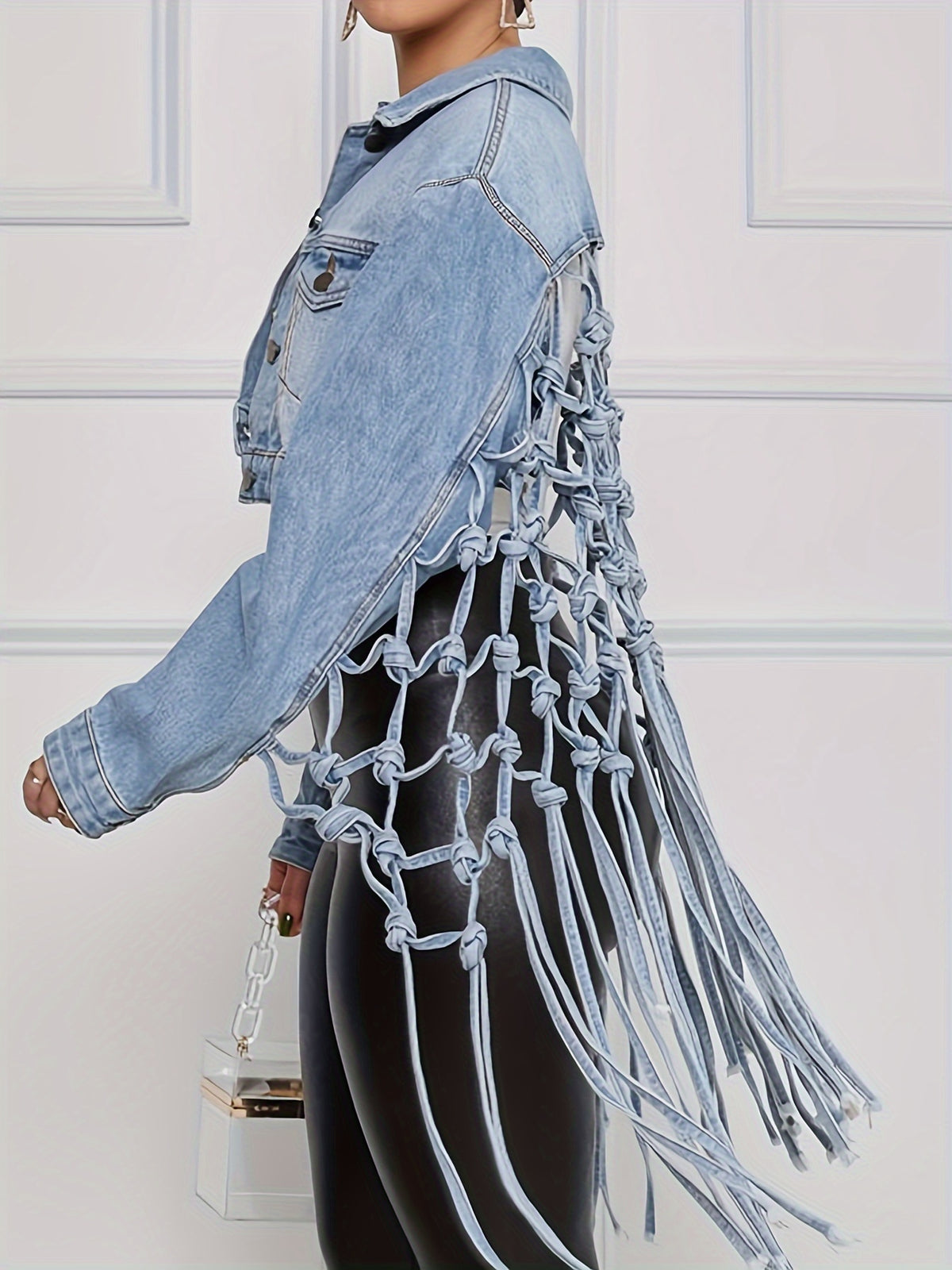 Women Fashion Streetwear Ladies Denim Jeans Jacket Women Back Tassel Knotted Street Style Coat for Women