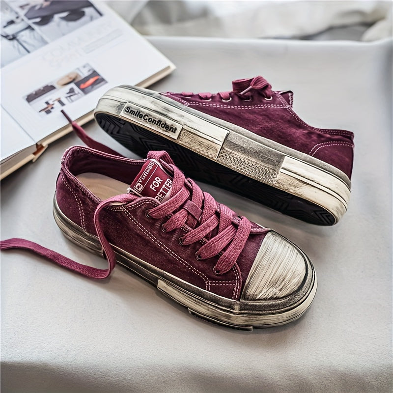 [Sneakers] Men'S Shoes Trendy Shoes New Distressed Canvas Shoes Men Low-Top Retro Versatile Dirty Shoes Trendy Skateboard Shoes