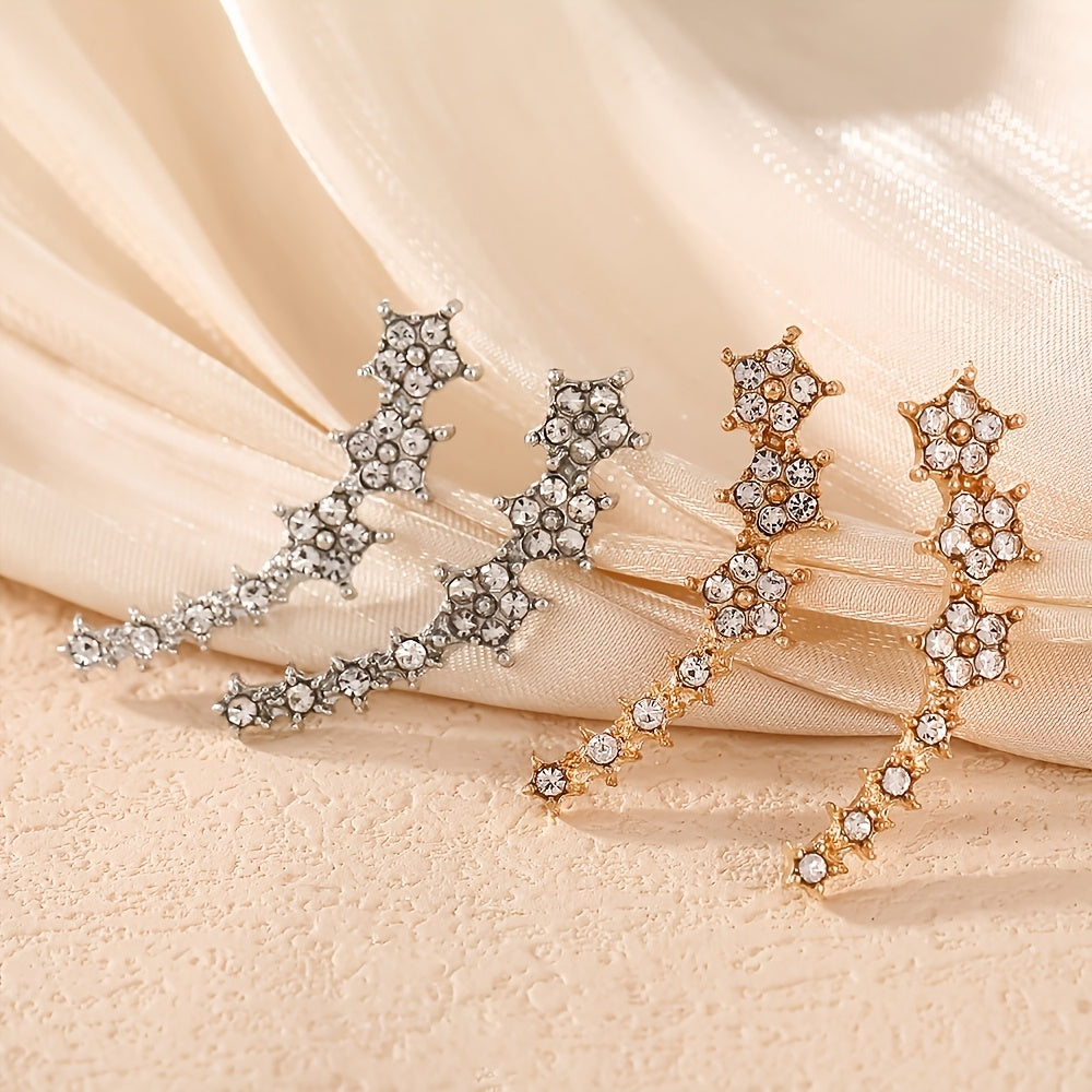 1 Pair Easy Korean Style Rhinestone Starry Sky Premium Design Light Luxury Long Versatile Women'S Stud Earrings