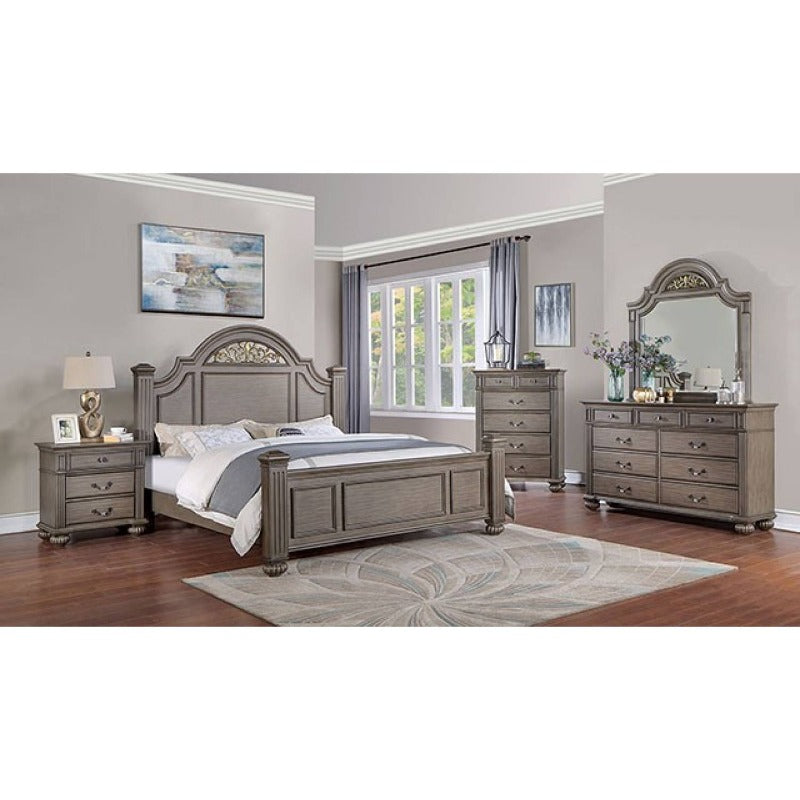 1pc Nightstand Solely Traditional Gray 3-Drawer Ball Bearing Metal Glides Brass Handles W/ Acrylic Accent Bedroom Furniture, Easy And Practical, Sturdy And Durable, Ideal for Bedroom Storage, Easy Access to Bedtime Supplies