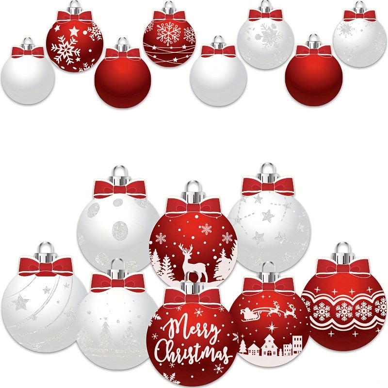 16pcs Polychromatic Christmas Garage Door Decorations Magnets - Merry Xmas Ball Holiday Refrigerator Fridge Kitchen Decor-Christmas Decorations