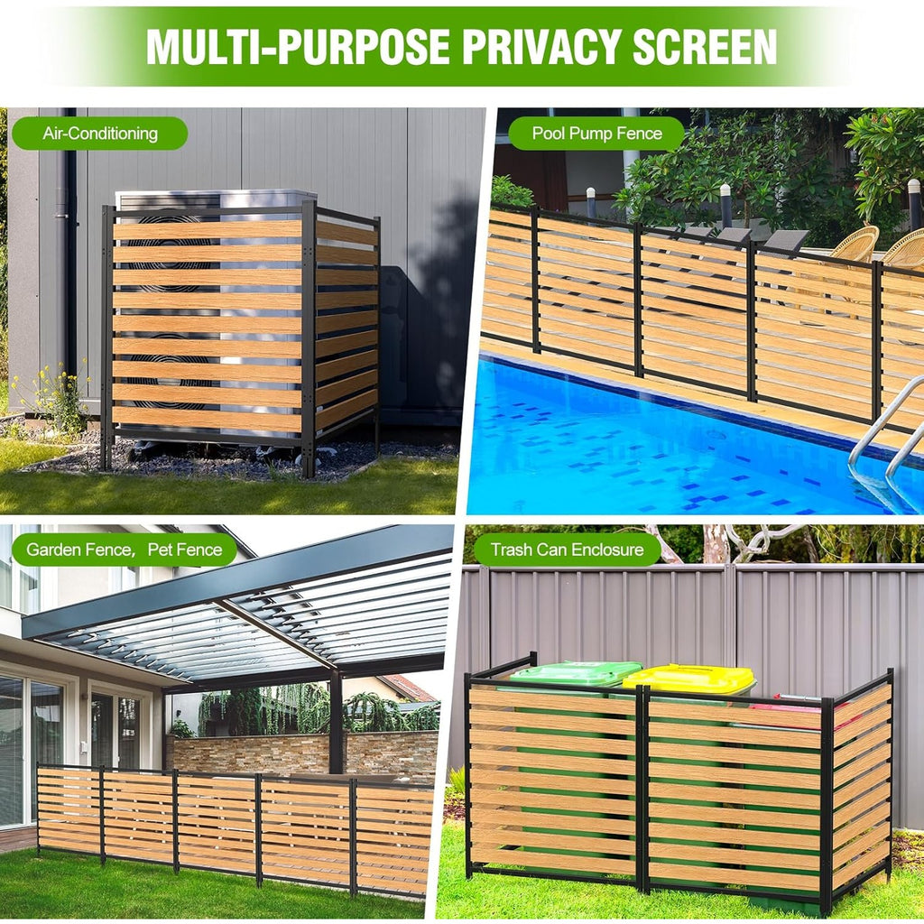 Metal Air Conditioner Fence 2 Panels - 40.27' W x 54.6' H Outdoor Privacy Screen, No Dig Wooden Privacy Screen for AC Unit, Trash Can, Pool Equipment, Yard Garden
