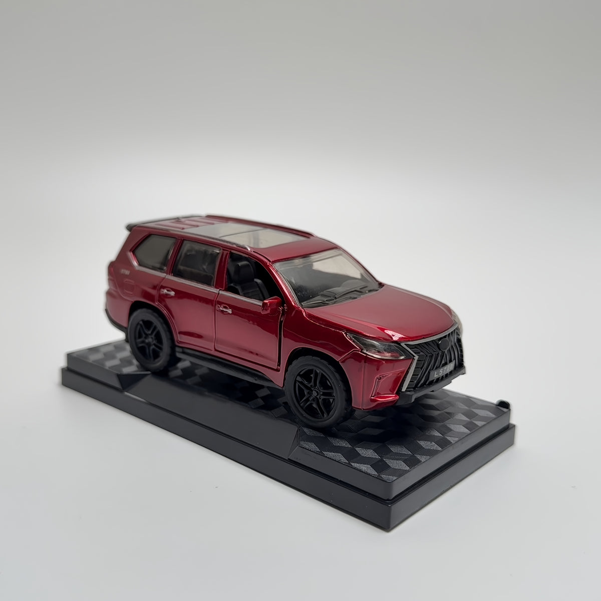 1pc, 6-Color Four-Door Luxury SUV Ornament Car Model with Display Base, Openable Doors, Alloy Exterior with Plastic Undercarriage, 14+ Collectible Decorative Model, Boxed, Base-Fixed, Non-Detachable