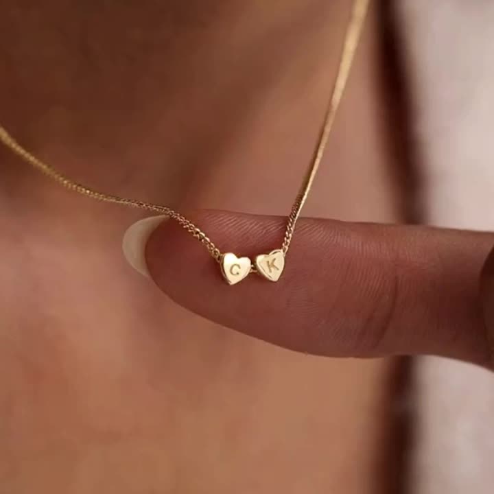 Custom Heart Letter Stainless Steel Necklace Personalized Multi-Letter Pendant, Any Letter Combination, Waterproof & Rustproof for Daily & Formal Wear, Gift for Friend, Wife, Mother'S Day Jewelry, DIY Minimalist Birthday & Holiday Celebration