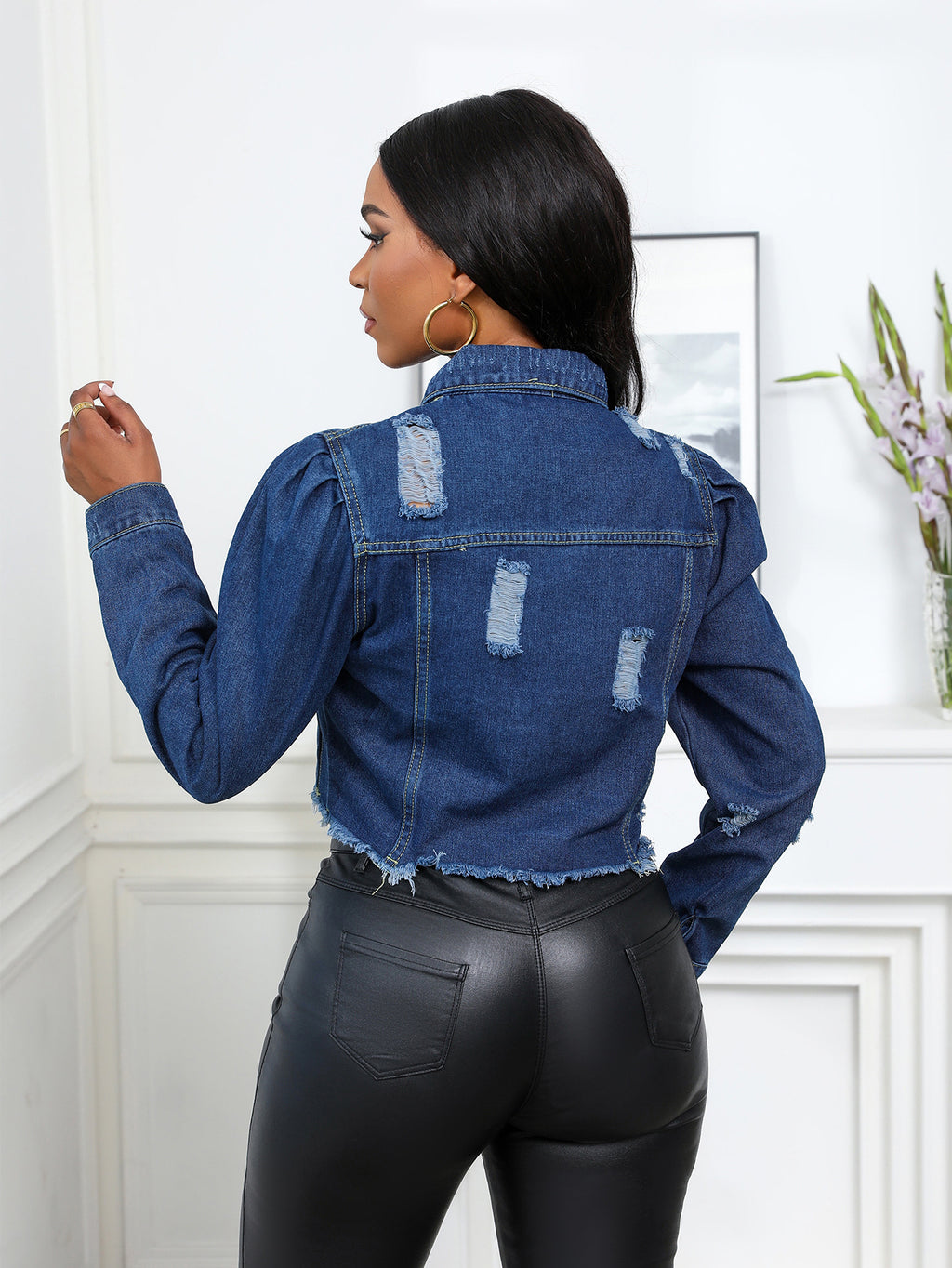 Women's Oversized Denim Jacket Button Front Vintage Jean Coat Streetwear Casual Fall Outerwear