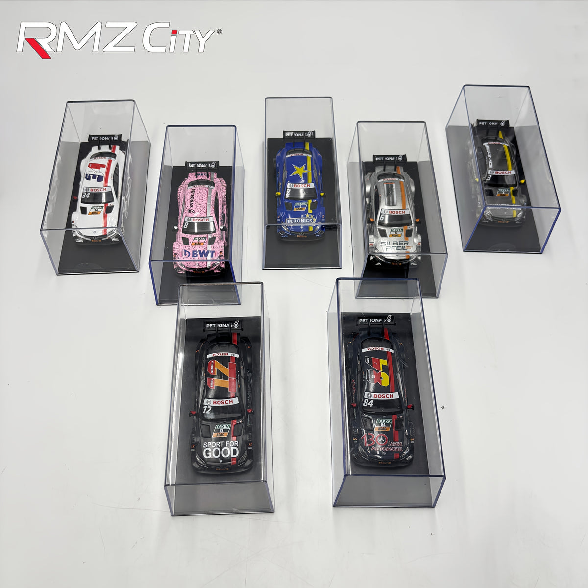 RMZ 1:43 Mercedes-Benz AMG Coupe DTM Livery Racing Car Model, Simulation Collectible Scale Model Toy, Acrylic Display Cover, Scene Display Decorative Ornament, Gifts for Halloween Christmas Ramadan and Festival