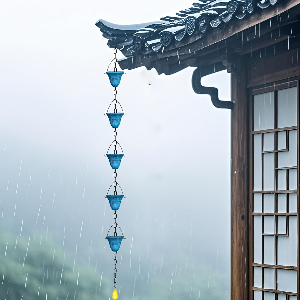 New Thickened Outdoor Metal Rain Chain, Rain Chain Replaces Drain Trough, Decorative Eaves Drain Downpipe, Suitable for Outdoor Drainage Ditches, Courtyards And Villa Decoration
