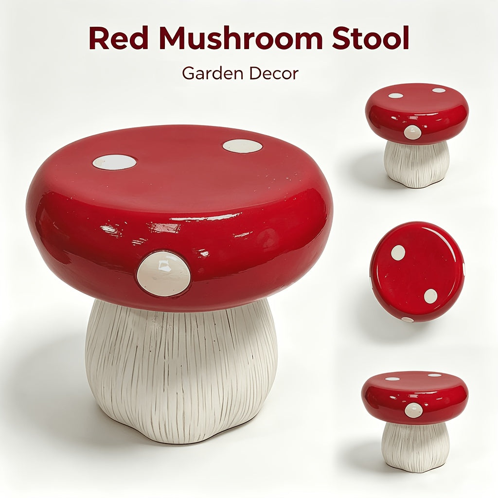 1pc Durable Resin Round Mushroom Garden Stool - Waterproof Outdoor Decorative Seat for Patio, Lawn, Balcony - Creative Multifunctional Garden Furniture