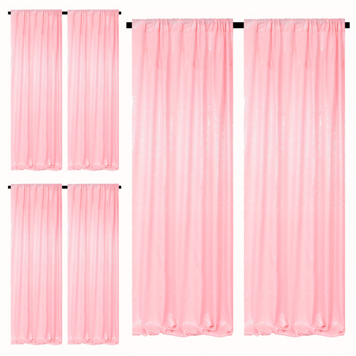 Outdoor Curtains Multi-Use Shimmer Fabric Backdrop Total 12Ft X 7Ft (6pcs 2Ft X 7Ft) for Garden Ceremony Wedding Summer Party Red Orange Yellow Glitter Drapes for Outdoor Tea Party Glam Outdoor Additions