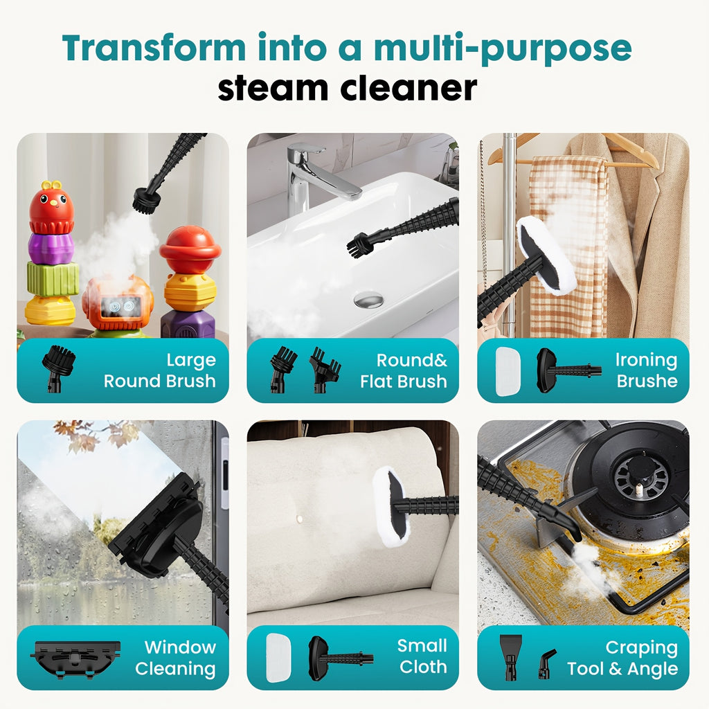 10in1 Steam Mop, 1550W Detachable Handheld Floor Cleaner with 16ft Power Cord 2 Washable Pads for Hardwood Tile Carpet and More