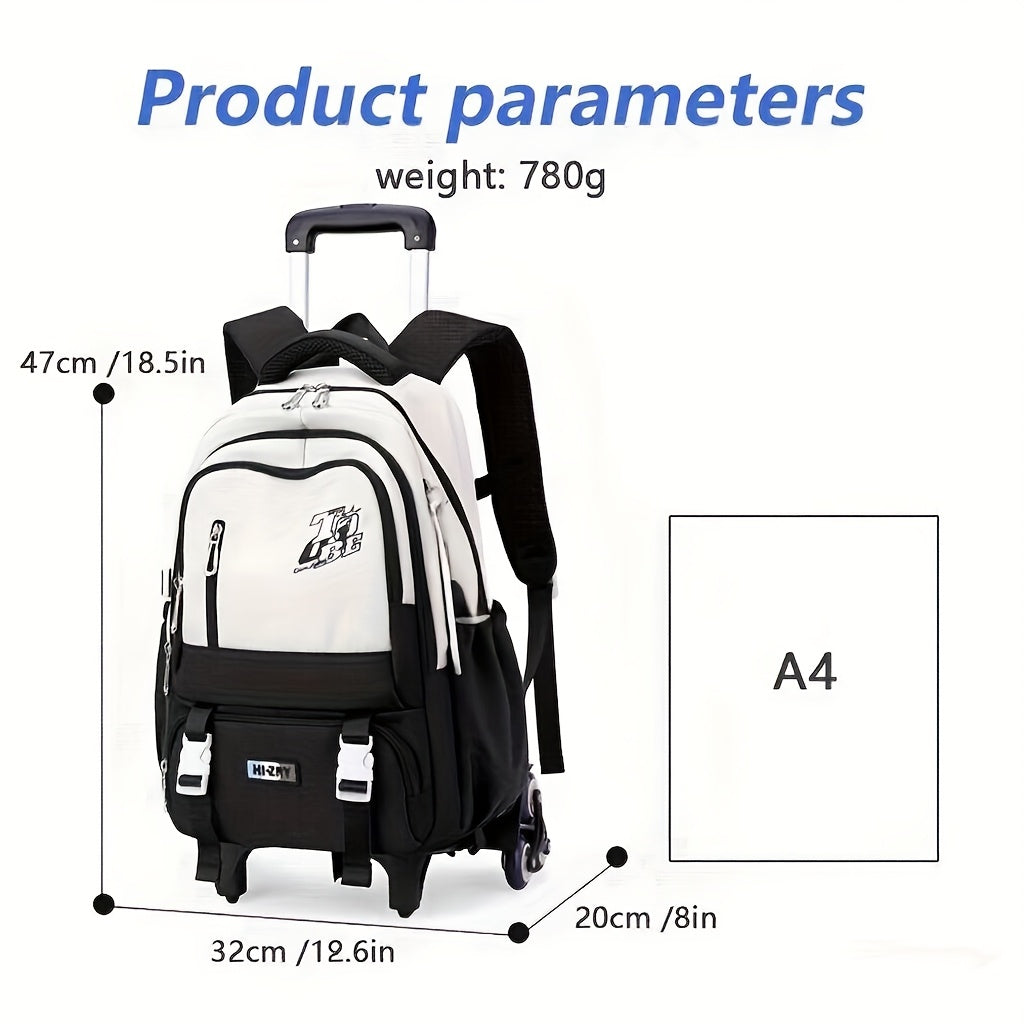 One-piece PackFashionable Splicing Casual Youth College Backpack, 25L (height of About 47cm) Large-capacity Student Daily Backpack, Distribution Trolley Pulley, More Labor-saving Travel