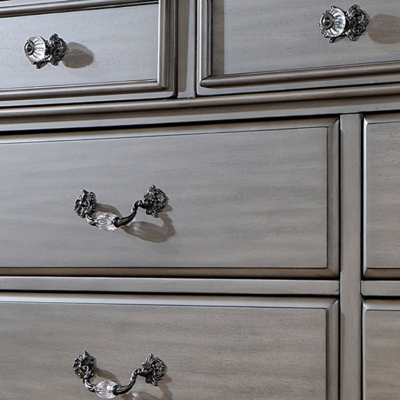 1pc Nightstand Solely Traditional Gray 3-Drawer Ball Bearing Metal Glides Brass Handles W/ Acrylic Accent Bedroom Furniture, Easy And Practical, Sturdy And Durable, Ideal for Bedroom Storage, Easy Access to Bedtime Supplies
