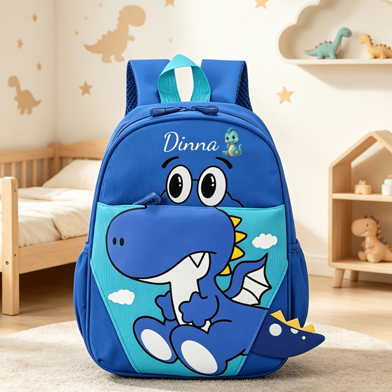 1pc Back-To-School Personalized Casual Backpack, Customizable with Name, Text, Or Blessing, Featuring Cute Cartoon Dinosaur Print, Lightweight, Multifunctional, And Easy to Carry. Durable Fabric, Multiple Colors Available