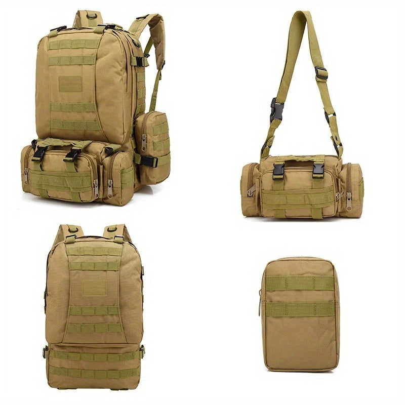 Men'S Large Capacity 55L Tactical Backpack Outdoor Hiking Climbing Rucksacks Camping Bags