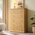 Modern Chest Of Drawer for Bedroom, Wood Dressers with Curved Waterfall Edge, Metal Handle