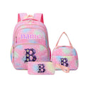 3pcs Personalized Name Backpack Set. Features Letter "B" Print, Spacious Capacity, Adjustable Shoulder Straps, Zipper Closure. Essential for Travel, Perfect for Work, Shopping, Valentine's Day, Christmas, or Gifting