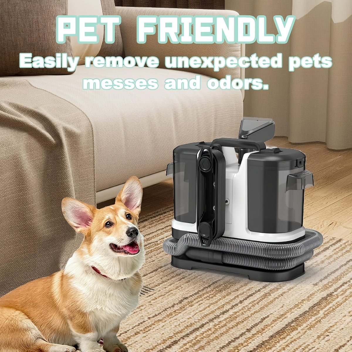 Portable Carpet Cleaner & Upholstery Cleaner Machine - 45Kpa Carpet Cleaner Machine, Self-Cleaning, Deep Cleaner for Pet Stains, Cars, Couch, Rug, Furniture with Dual Brush, Large Tank