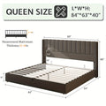Hydraulic Lift Queen/King Bed - Upholstered Vertical Tufted Headboard, Large Underbed Storage, Sturdy Wood Slats, Space-Saving Bed Frame