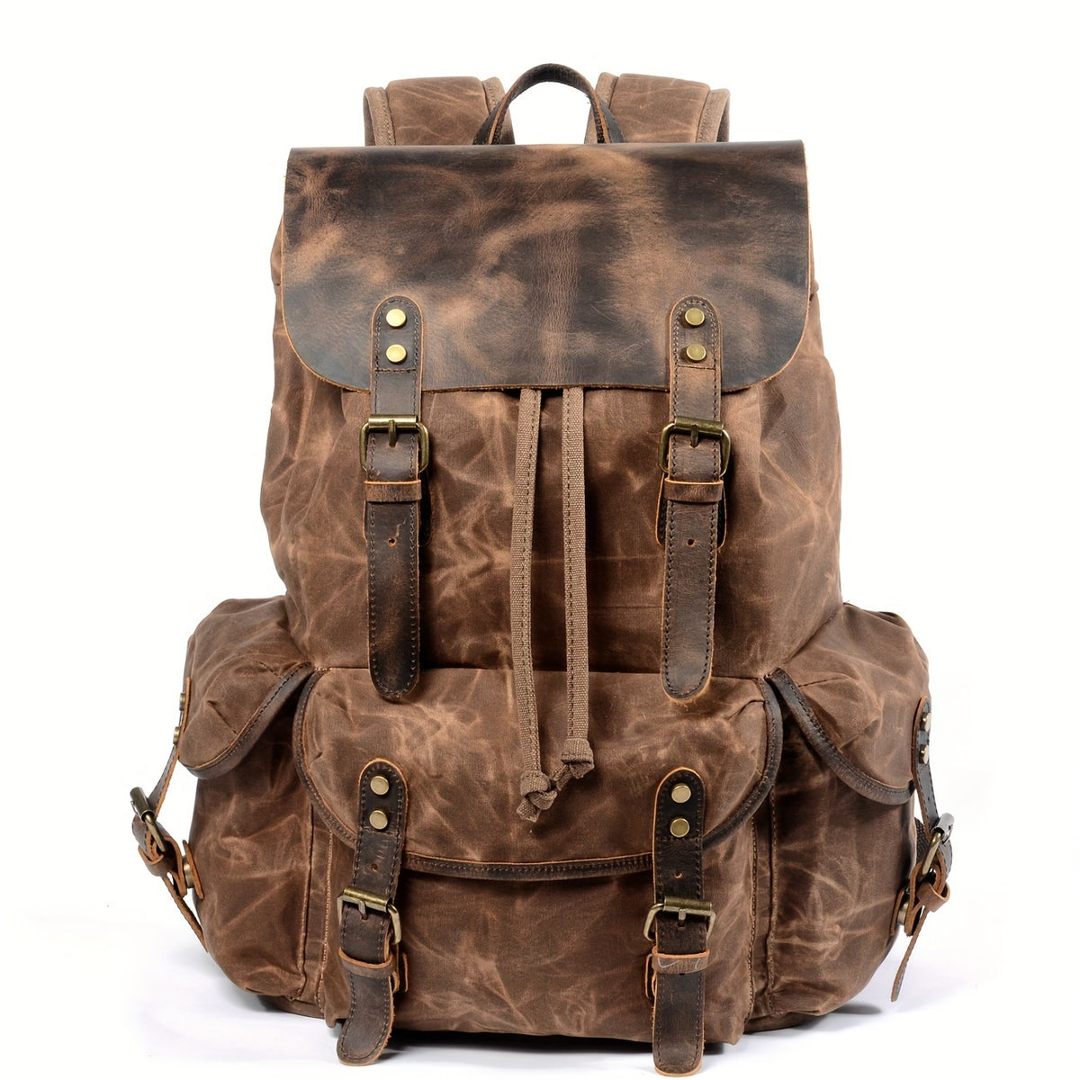 Casual Versatile Canvas Backpack Travel Business Commuting Men'S Backpack Large Capacity Drawstring Laptop Bag
