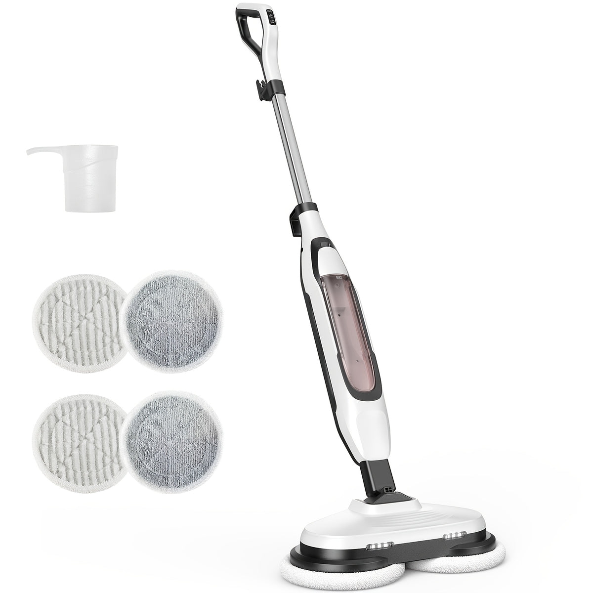 team Mop for Floor Cleaning, Dual Spin Rotating Pads Electric Floor Steamer with 2 LED Lights & 4 Modes, Heavy Duty Smart Steam Cleaner with 16.4FT Cord for Hardwood, Tile, Laminate, Grout