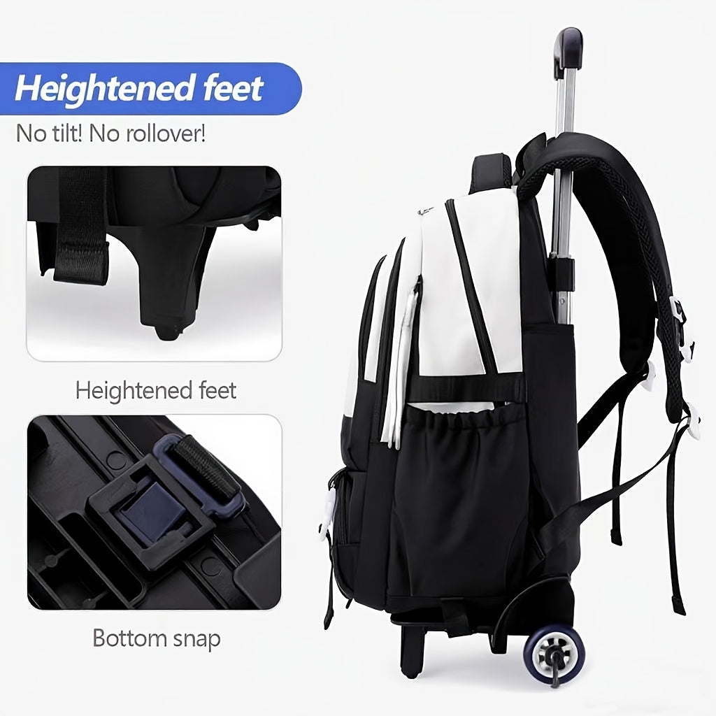 One-piece PackFashionable Splicing Casual Youth College Backpack, 25L (height of About 47cm) Large-capacity Student Daily Backpack, Distribution Trolley Pulley, More Labor-saving Travel