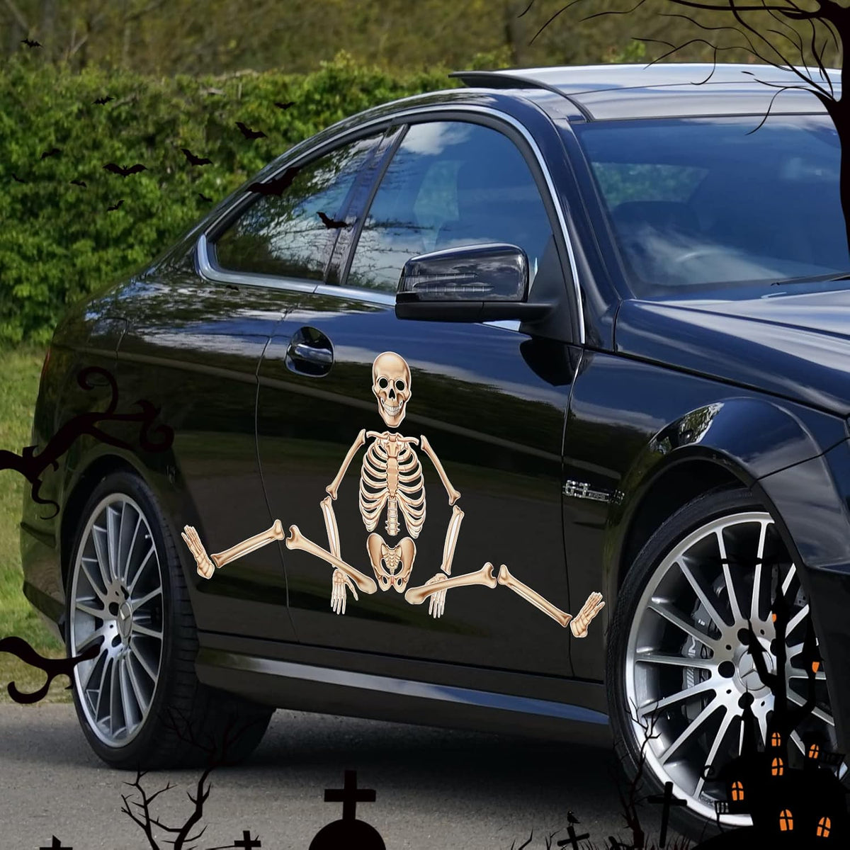 Skeleton Garage Door Magnets 57 Inches Skeleton Magnetic Sticker Decor Large DIY Garage Magnets Reusable Refrigerator Decal Magnet Sticker for Halloween Garage Decor (Beige)