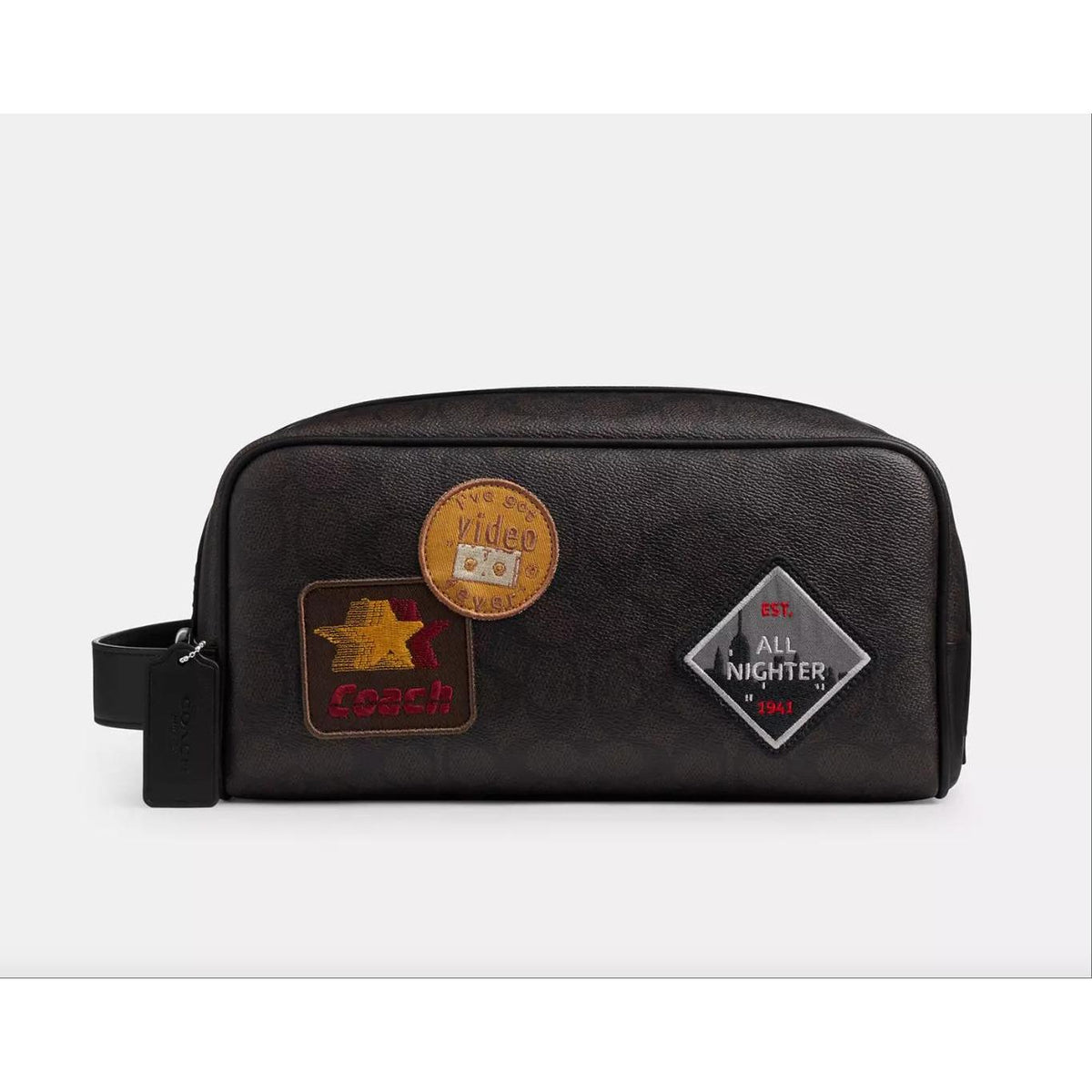 NWT Coach Men's Large Travel Kit In Signature Canvas With Patches CFR96