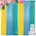 Outdoor Curtains Multi-Use Shimmer Fabric Backdrop Total 12Ft X 7Ft (6pcs 2Ft X 7Ft) for Garden Ceremony Wedding Summer Party Red Orange Yellow Glitter Drapes for Outdoor Tea Party Glam Outdoor Additions