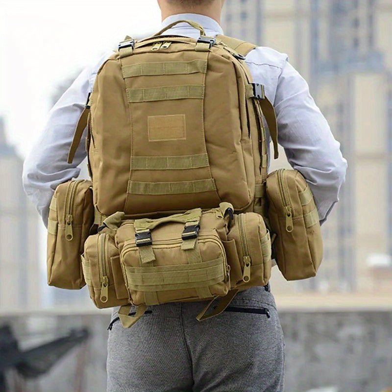 Men'S Large Capacity 55L Tactical Backpack Outdoor Hiking Climbing Rucksacks Camping Bags