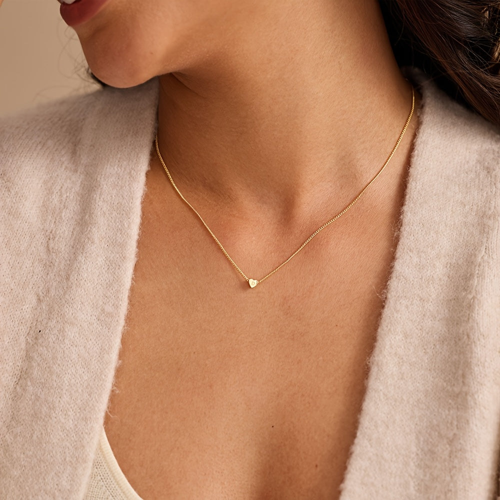 Custom Heart Letter Stainless Steel Necklace Personalized Multi-Letter Pendant, Any Letter Combination, Waterproof & Rustproof for Daily & Formal Wear, Gift for Friend, Wife, Mother'S Day Jewelry, DIY Minimalist Birthday & Holiday Celebration