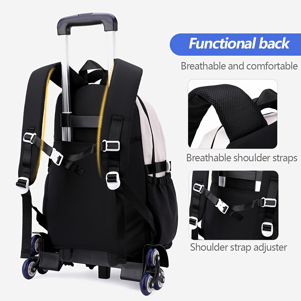 One-piece PackFashionable Splicing Casual Youth College Backpack, 25L (height of About 47cm) Large-capacity Student Daily Backpack, Distribution Trolley Pulley, More Labor-saving Travel