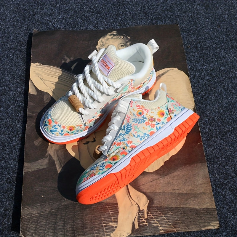 [Sneakers] Fashionable New White Print Loafers, Plus Size Trendy Men'S Skate Shoes, Versatile Athletic Casual Shoes, Wear-Resistant And Slip-Proof