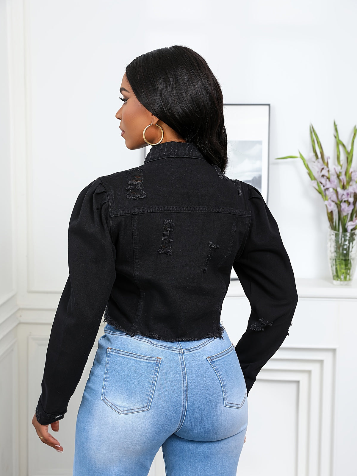 Women's Oversized Denim Jacket Button Front Vintage Jean Coat Streetwear Casual Fall Outerwear