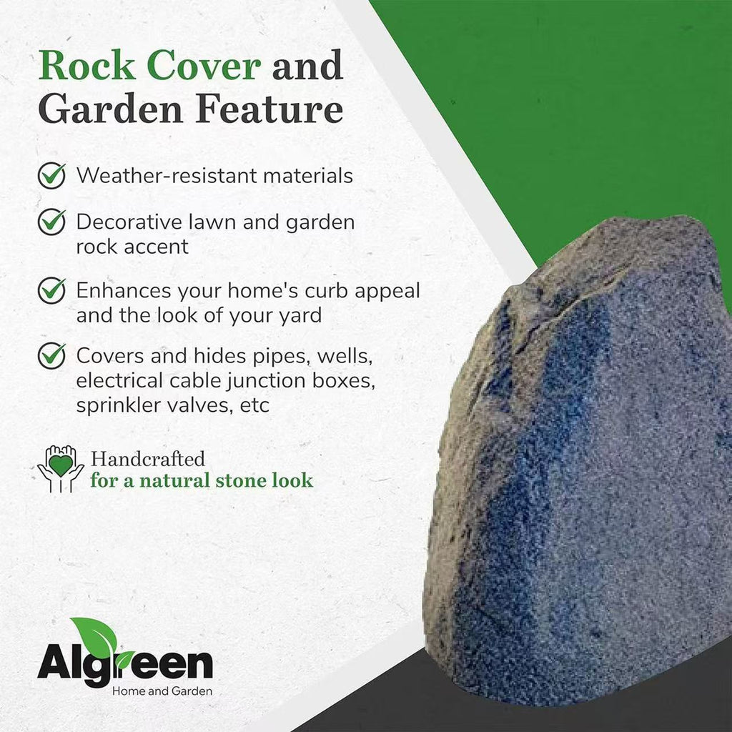 Algreen Receptacle Large Outdoor Rock Cover Decorative Lawn and Garden Landscape Accent to Hide Wires or Other Equipment, Warm Gray