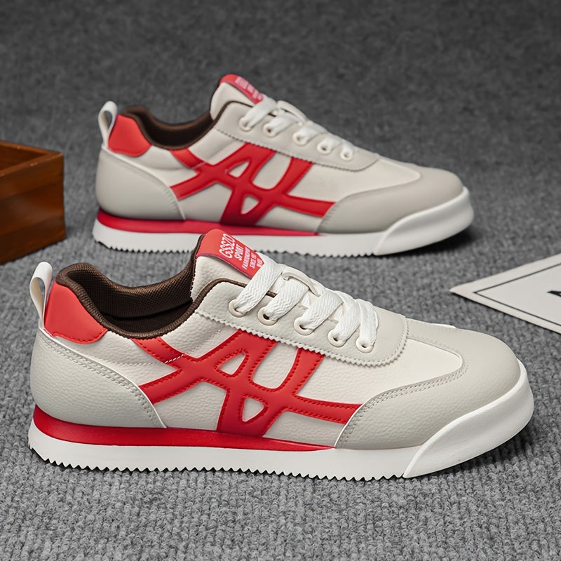 [sneakers] Men'S Skateboard Shoes | Gsszo Low Top With Lace Closure, Suitable For Running, Yoga, Daily & Casual Use, Solid Color With Positioning Printing
